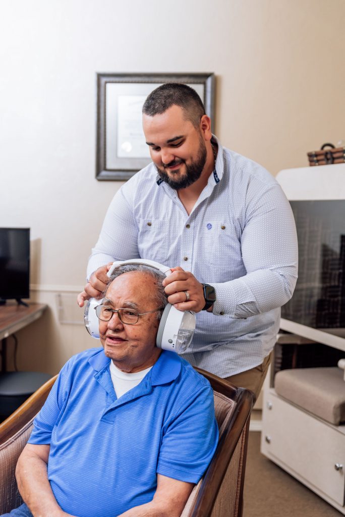 Nick Garcia uses our new OtoSet device to clean a patient's ears quickly and painlessly.