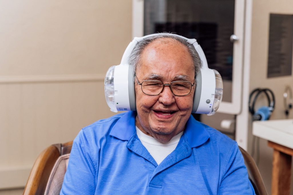 Having your ears cleaned with the Otoset device is painless and available in Marshall Texas, as this patient demonstrates.