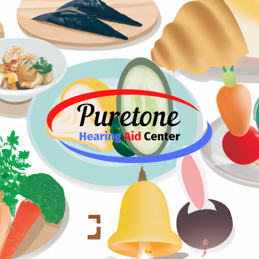 Company logo over a picture of different foods.